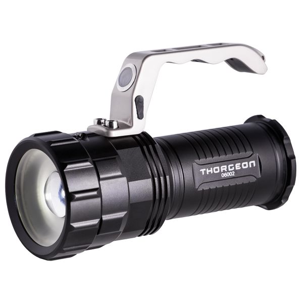 LED Flashlight 10W 800Lm IP44 (165x110x75mm) + 18650 Accumulator 3x2300mAh THORGEON image 3