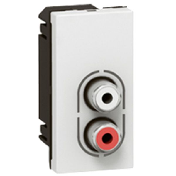 Double RCA audio female socket Mosaic white image 1