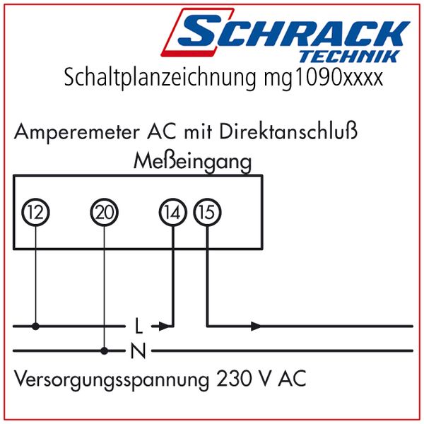 Modular ammeter, 20A-AC, direct, digital image 2