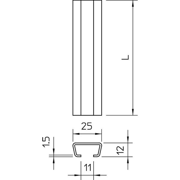 CL2512UP2000FS Profile rail unperforated, slot 11mm 2000x25x12 image 2