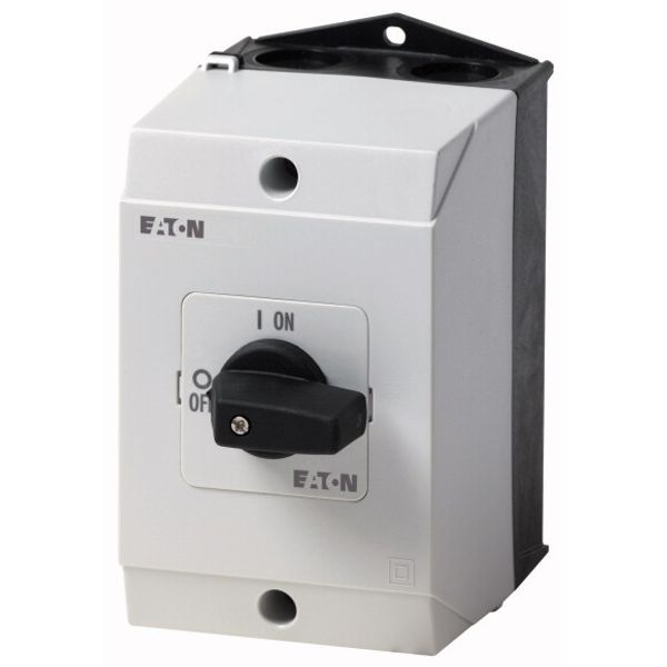 On-Off switch, T3, 32 A, surface mounting, 1 contact unit(s), 2 pole, with black thumb grip and front plate image 1