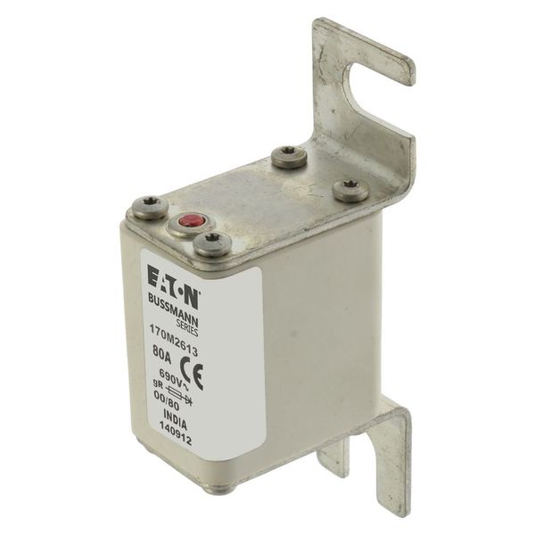 Fuse-link, high speed, 80 A, AC 690 V, DIN 00, 30 x 51 x 100 mm, gR, DIN, IEC, single indicator image 7