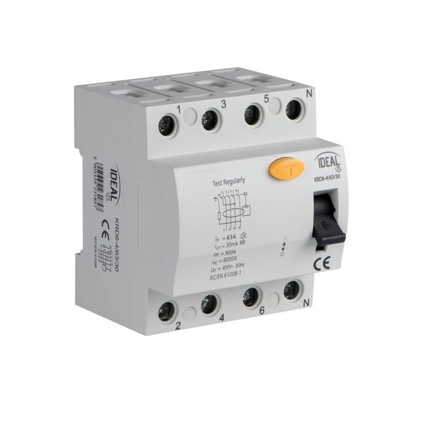 KRD6-4/63/30 Residual-current circuit breaker, 4P KRD6-4 image 1