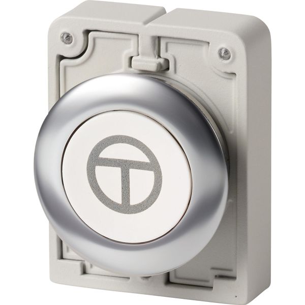 Pushbutton, RMQ-Titan, flat, momentary, White, inscribed, Front ring stainless steel, ON/OFF image 4