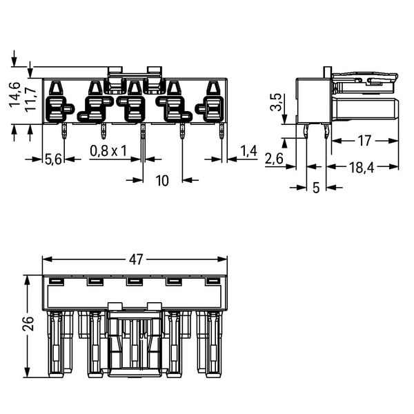 Socket for PCBs angled 5-pole black image 3