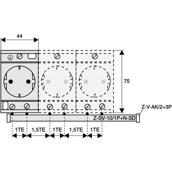 Busbars 2Ph., for Z-SD230 Schuko socket, 50A image 1