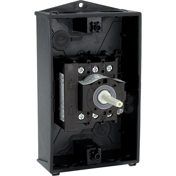 Main switch, P1, 25 A, surface mounting, 3 pole, 1 N/O, 1 N/C, STOP function, With black rotary handle and locking ring, Lockable in the 0 (Off) posit image 31