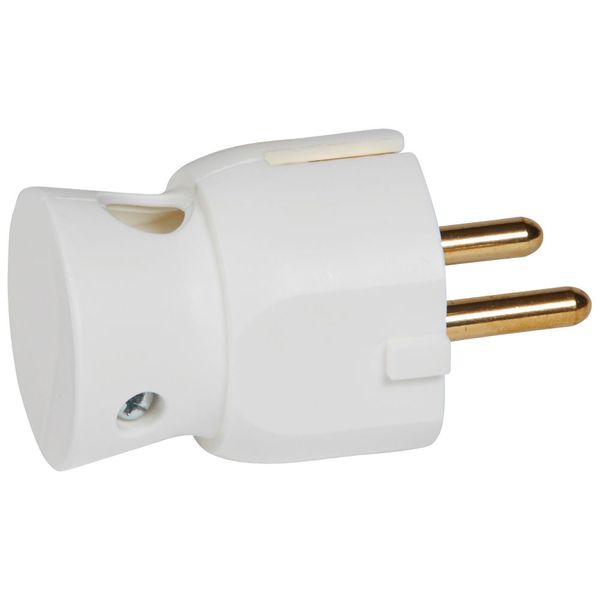 2P+E plug - 16 A - German std - plastic side outlet - white - bulk image 2