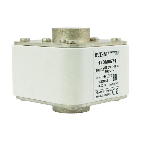 Fuse-link, high speed, 2000 A, AC 550 V, size 3, 76 x 92 x 65 mm, aR, IEC, UL, single indicator image 16