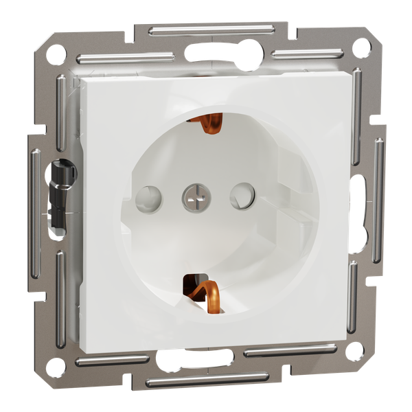 Asfora - single socket outlet with side earth - 16A shutters white w/o frame image 4