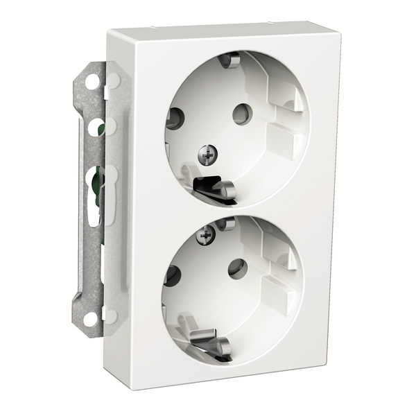Exxact double socket-outlet centre-plate high two-circuits screwless white image 4