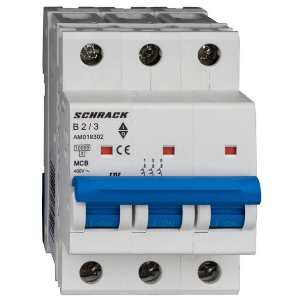 Miniature Circuit Breaker (MCB) AMPARO 10kA, B 2A, 3-pole image 1