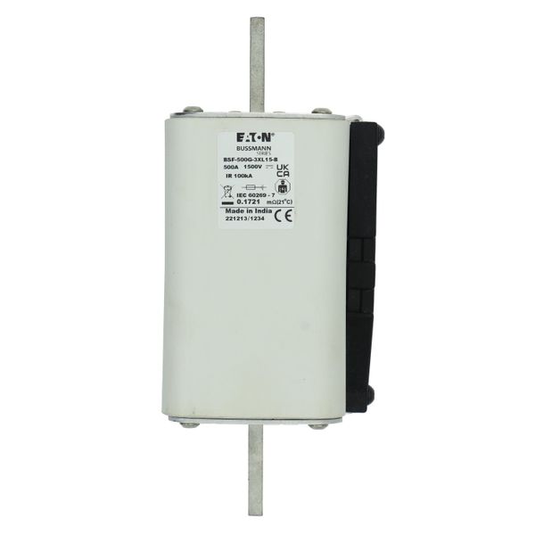 Fuse-link, high speed, 500 A, DC 1500 V, 3L, 74 x 91 x 201 mm, gBat, IEC, bolted connection image 5