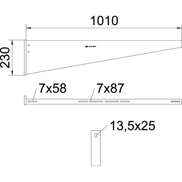 AW 55 101 FT Wall and Support bracket with welded head plate B1010mm image 2