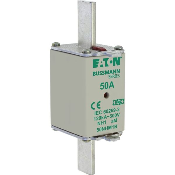 Fuse-link, low voltage, 50 A, AC 500 V, NH1, aM, IEC, dual indicator image 3