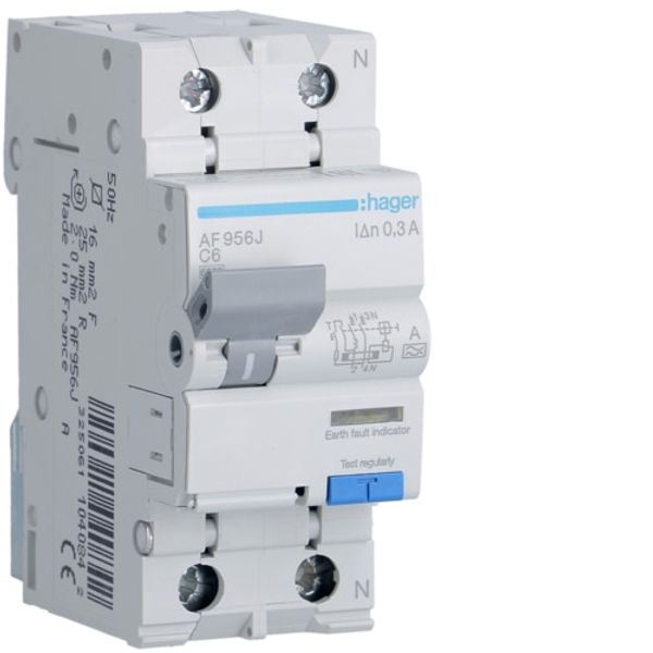 Differential circuit breaker P+N 6A/300mA, C, 6kA, type A image 1