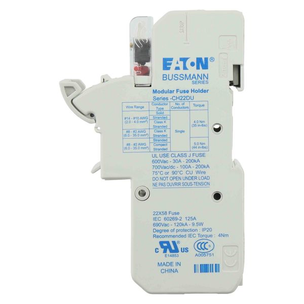 Fuse-holder, low voltage, 125 A, AC 690 V, 22 x 58 mm, 1P, IEC, UL, with microswitch image 20