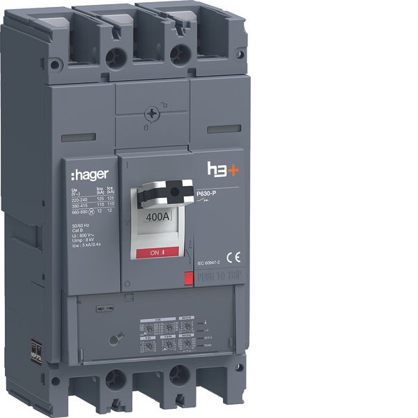 Moulded Case Circuit Breaker h3+ P630 LSI 3P3D 400A 110kA FTC image 1