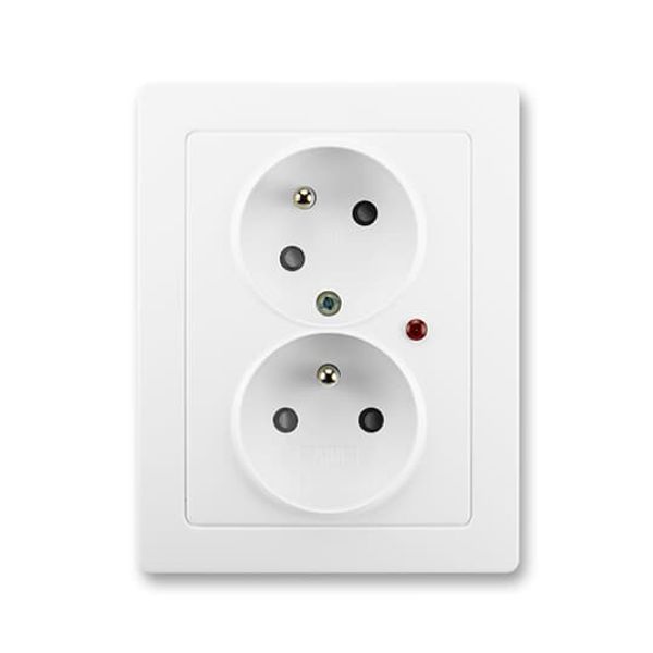 5593J-C02357 B1 Double socket outlet with earthing pins, shuttered, with turned upper cavity, with surge protection image 1