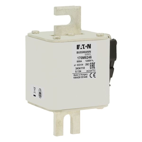 Fuse-link, high speed, 800 A, AC 1250 V, size 3, 76 x 92 x 139 mm, aR, DIN, IEC, single indicator image 21