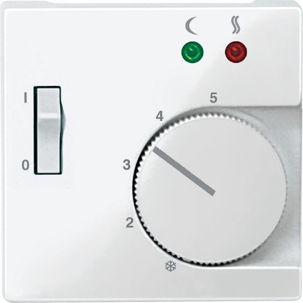 Cen.pl. f. floor thermostat insert w. switch, polar white, glossy, System M image 1