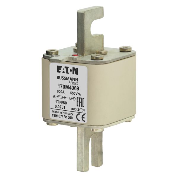 Fuse-link, high speed, 900 A, AC 550 V, DIN 1, 53 x 66 x 108 mm, aR, DIN, IEC, single indicator image 5