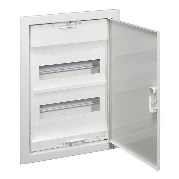 Flush-mounting cabinet Nedbox - metal door white RAL 9010 - 2 rows - 24+4 mod. image 1