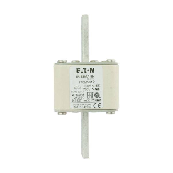 Fuse-link, high speed, 630 A, AC 690 V, size 2, 61 x 77 x 135 mm, aR, IEC, UL, no indicator, 90 mm centres image 8