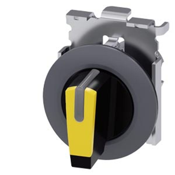 Selector switch, illuminable, 30 mm, round, Metal, matte, yellow, selector switch, short, front ring for flush  3SU1062-2DL30-0AA0-Z X90 image 2