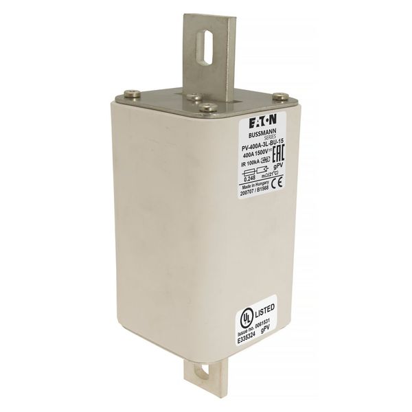 Fuse-link, high speed, 400 A, DC 1500 V, 3L, 75 x 205 mm, gPV, IEC, UL, without indicator, bolted contacts image 15