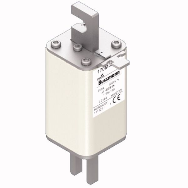 Fuse-link, high speed, 350 A, AC 1000 V, compact DIN 1, 43 x 61 x 138 mm, aR, DIN, IEC, type T indicator image 3