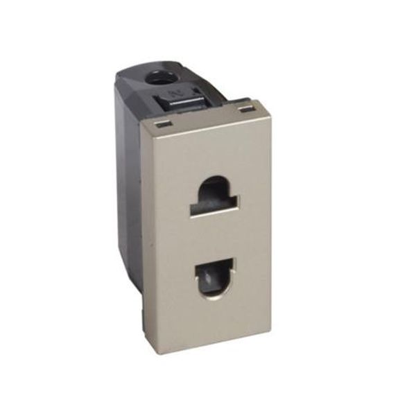 Euro-US type 2P with shutters socket outlet Arteor 15 A 127 V/16 A 250 V - 1 module - champagne image 1