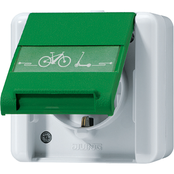 SCHUKO socket w. hinged lid E-Bike 820GNNAWEB image 1