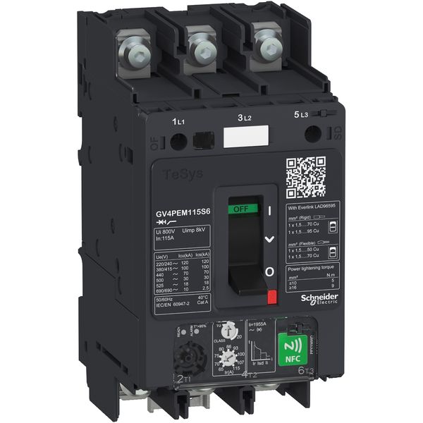 Motor circuit breaker, TeSys GV4, 3P, 2A, Icu 100kA, thermal magnetic multifunction, lugs terminals image 3