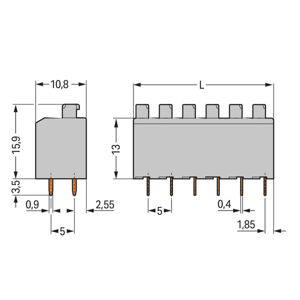 PCB terminal block push-button 1.5 mm² gray image 1