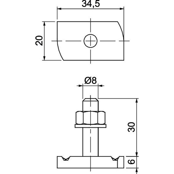 MS41HB M8x30 A4 Hammerhead screw for profile rail MS4121/4141 M8x30mm image 2