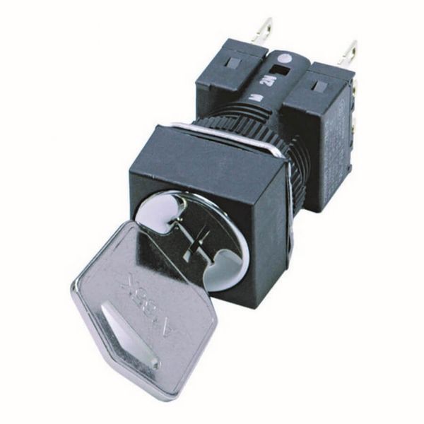 Selector switch, square, key-type, 2 notches, maintained, IP65, key re A16K2003B image 1