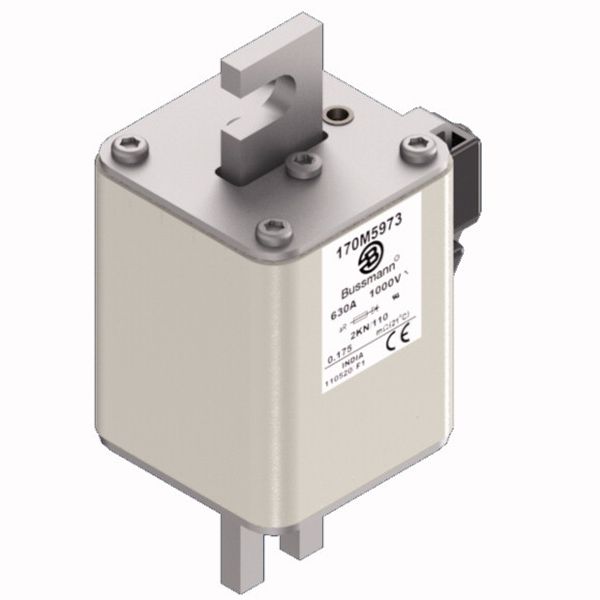 Fuse-link, high speed, 630 A, AC 1000 V, DIN 2, 59 x 77 x 138 mm, aR, DIN, IEC, single indicator image 3