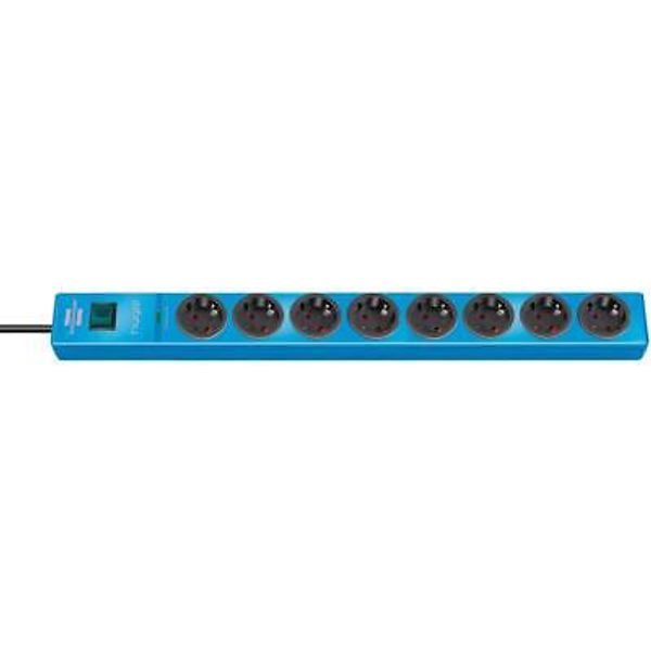 hugo! 19.500A extension socket with surge protection 8-way blue 2m H05VV-F 3G1.5 image 1