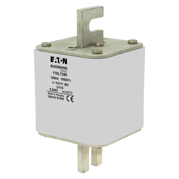 Fuse-link, high speed, 1000 A, AC 1000 V, Size 3, 76 x 90 x 141 mm, aR, DIN, IEC, visual indicator, 110 mm centres image 6