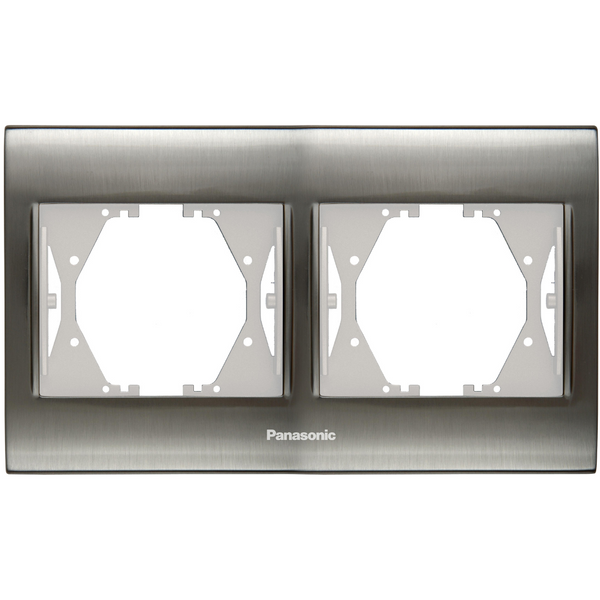 Thea Blu Accessory Inox + White Two Gang Frame image 1