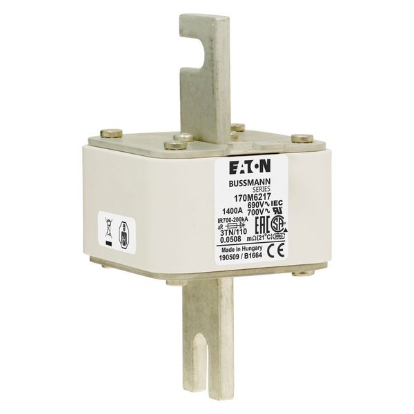 Fuse-link, high speed, 1400 A, AC 690 V, DIN 3, 76 x 90 x 139 mm, aR, DIN, IEC, type T indicator image 19