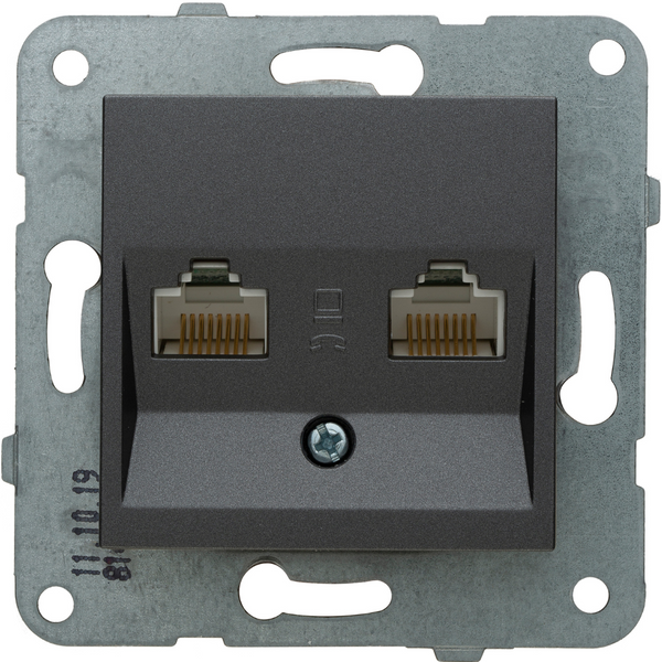 Novella-Trenda Dark Grey Two Gang Data Socket (2xCAT5) image 1