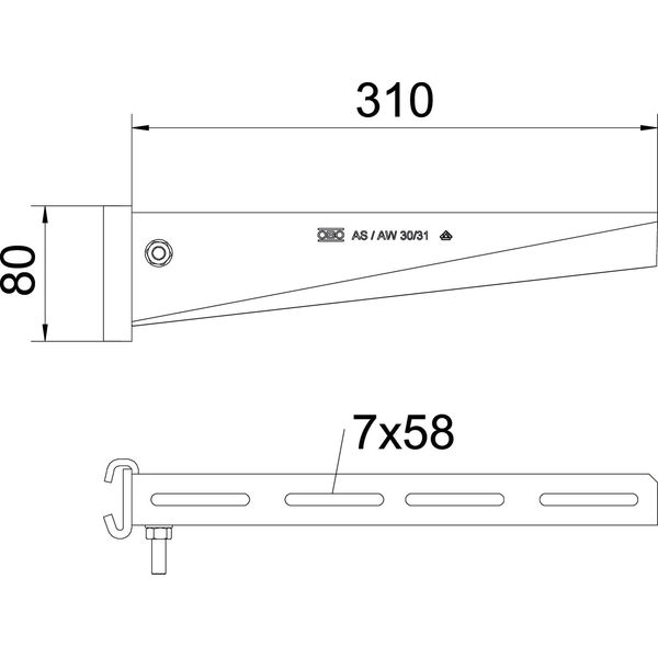 AS 30 31 FT Support bracket for IS 8 support B310mm image 2