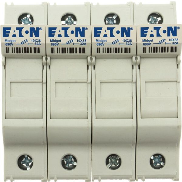 Fuse-holder, low voltage, 32 A, AC 690 V, 10 x 38 mm, 4P, UL, IEC, with indicator image 1
