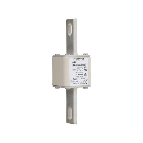 Fuse-link, high speed, 100 A, AC 690 V, compact size 1, 45 x 45 x 148 mm, aR, IEC, UL image 8