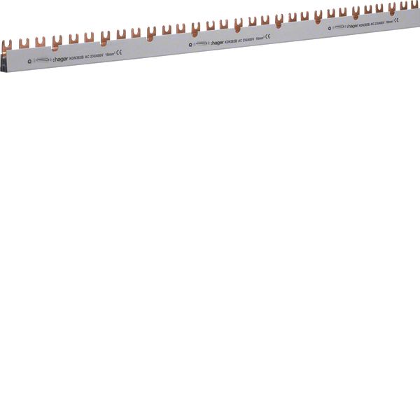 Insulated busbar 3P 80A fork 16mm² 48C for MCB 3P + auxiliary 0.5M image 1