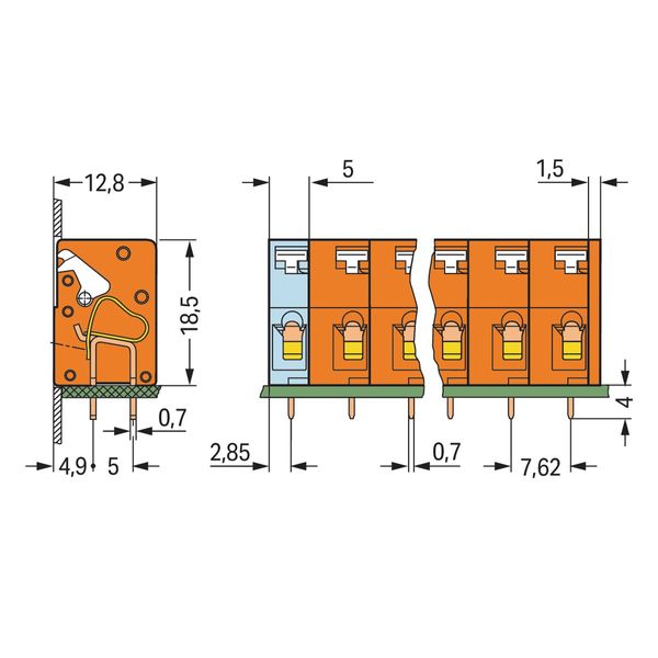 PCB terminal block push-button 2.5 mm² orange image 2