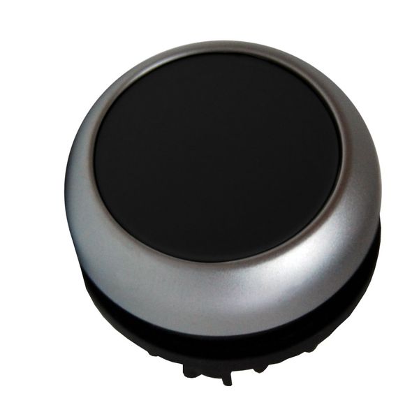 Push-button flat, spring-return, black image 1