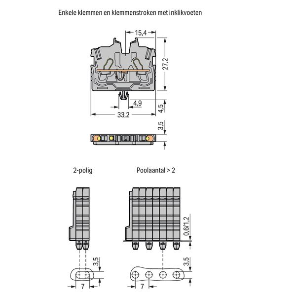 2-conductor miniature through terminal block with operating slots 1 mm image 4